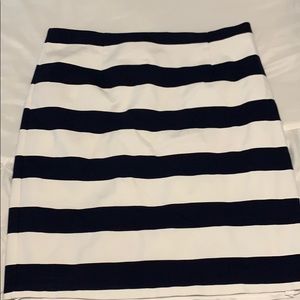 Navy Blue and white striped pencil skirt